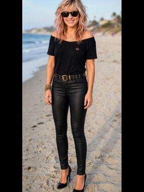 WHITE HOUSE BLACK MARKET - Women’s black coated - curvy Hi Rise - skinny jean
